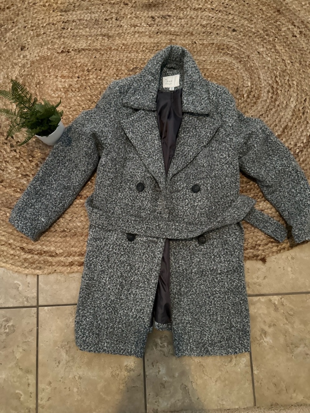 GREY TWEED TRENCH COAT